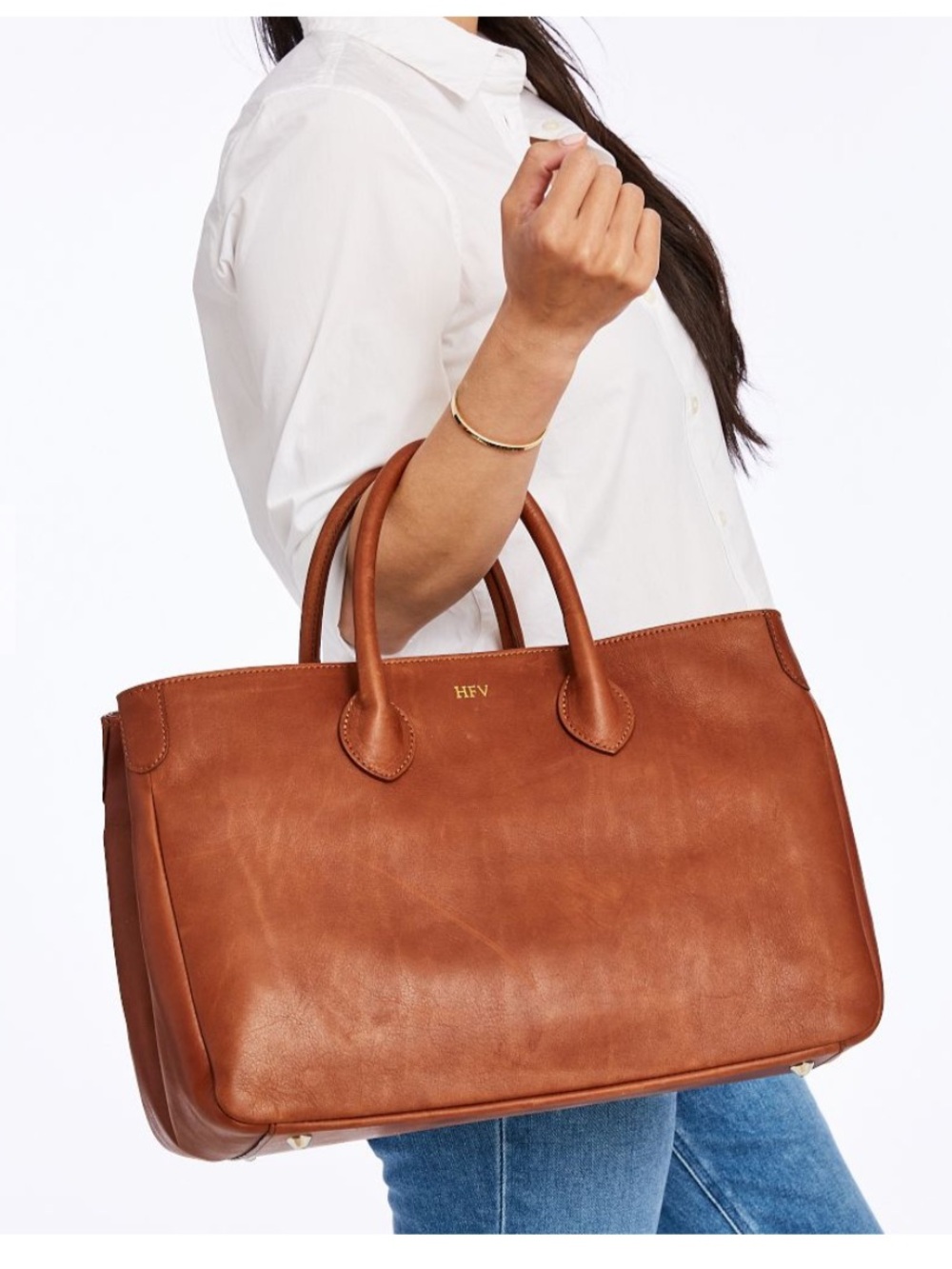 Mark & Graham Elisabetta Slouch Italian Leather Tote in dark Brown